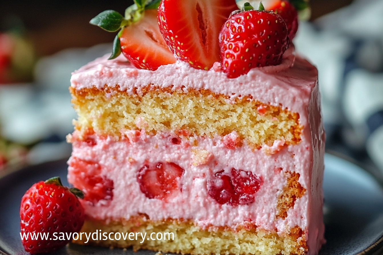 Eggless Strawberry Cake